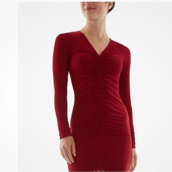 BCX DRESS Womens Red Tie Adjustable Ruching Center Front Short Dress Juniors XL - Picture 2 of 7